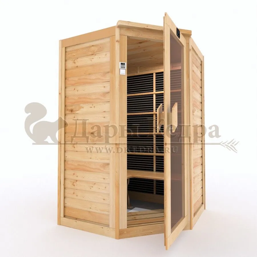 Двухместная угловая инфракрасная сауна кабина из кедра с карбоновыми излучателями